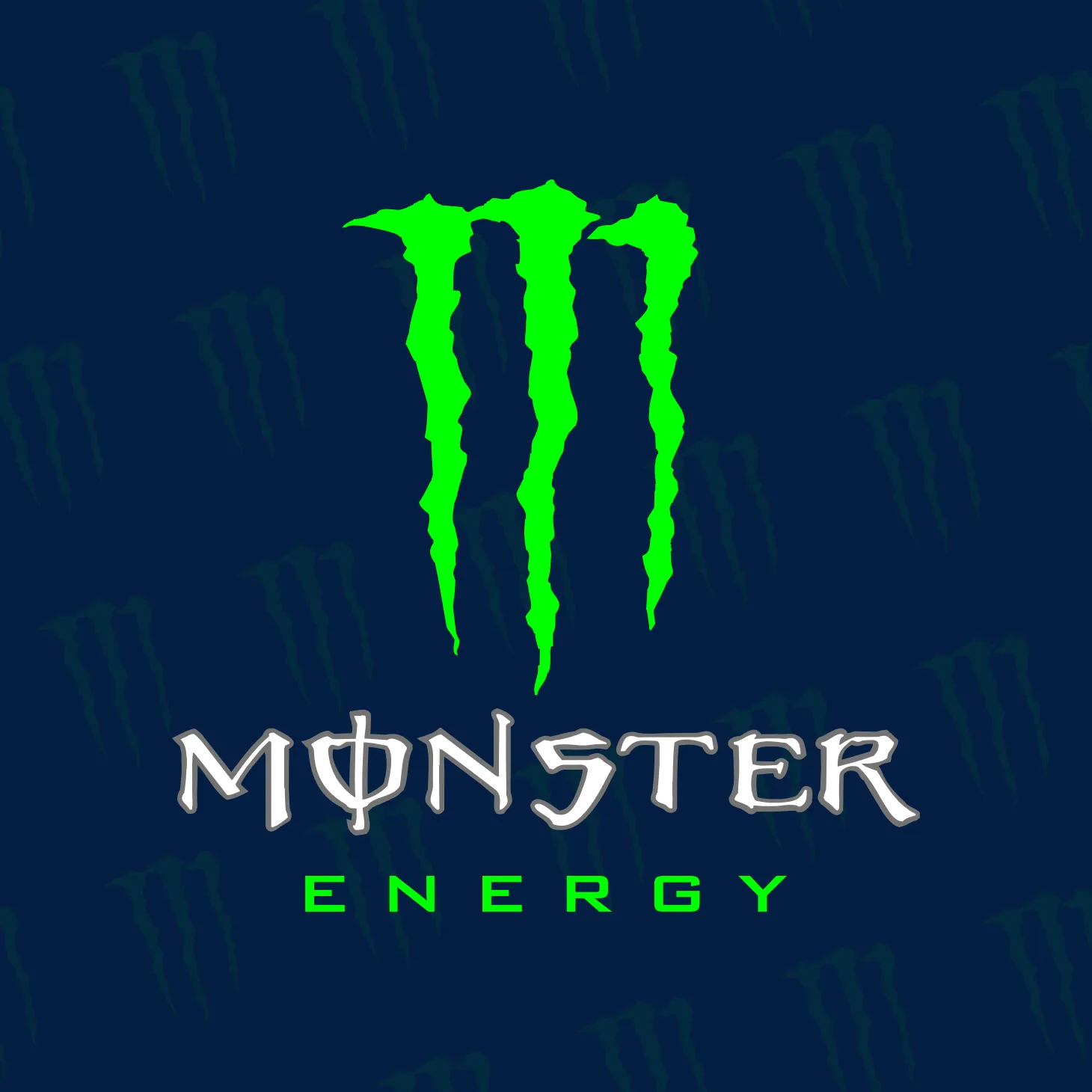Monster Energy logo in green on a dark navy background representing the official TT race sponsorship